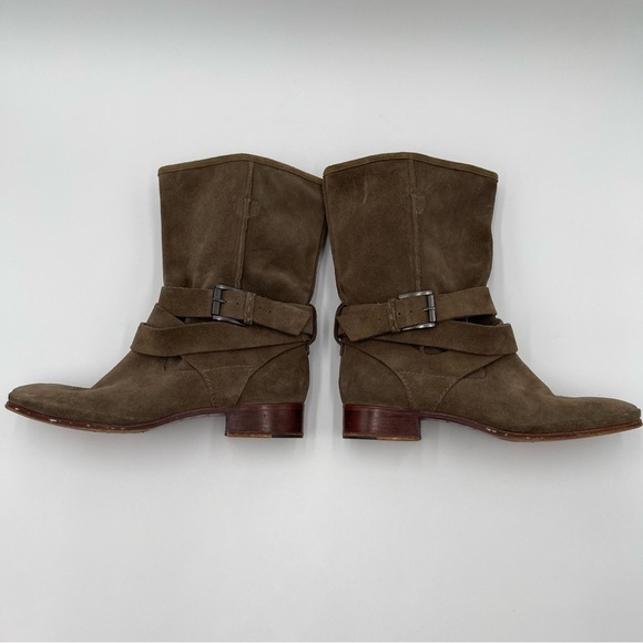 BELLE By SIGERSON MORRISON Women’s 7.5 Who Moto Suede Leather Boots Buckle Strap - Picture 9 of 11